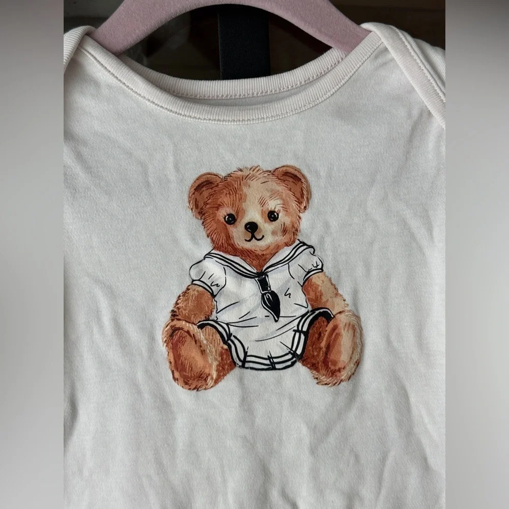 Ralph Lauren Teddy bear onesie baby girl short sleeve bodysuit sailor outfit